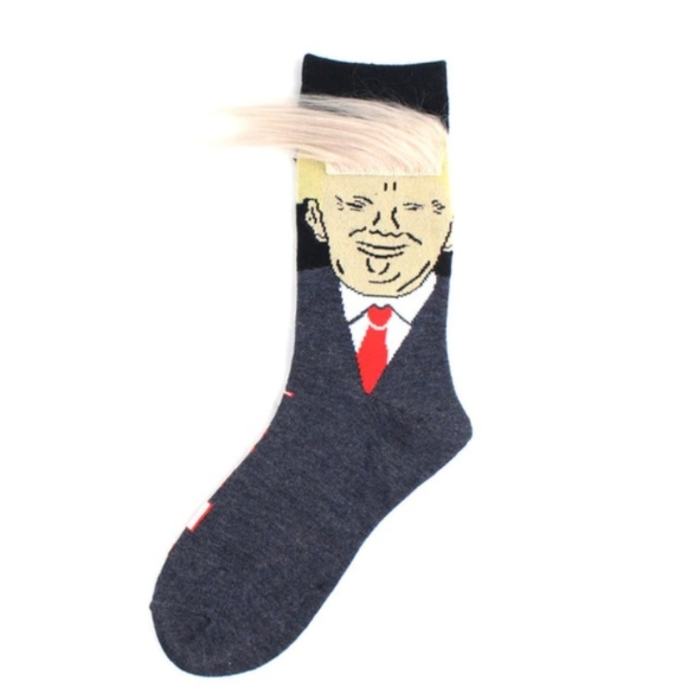 NWT Funny Trump Socks with Crazy Hair great Gift